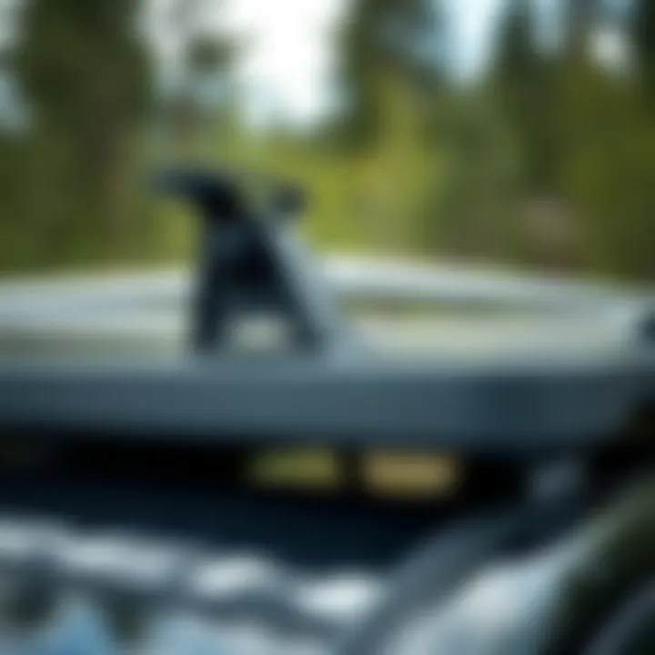 Sturdy Roof Rack Design and Mounting System Close-up of a roof rack showcasing its sturdy design and mounting system
