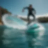 An elegant jet foil board slicing through turquoise waters