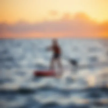 Paddleboarding at Sunset A serene scene of paddleboarding in the calm waters of Ke Iki Beach during sunset.