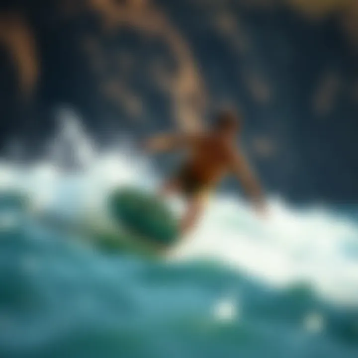 Surfing with Maneuverability from Keel Fins Surfing showcasing the impact of keel fins on maneuverability