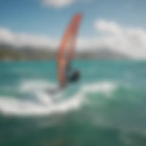 A breathtaking view of Antigua's coastline with kite surfers in action