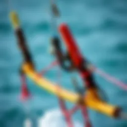 Detailed view of a kite surfing bar showcasing its components