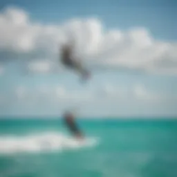 A breathtaking view of kiteboarders gliding across the turquoise waters of St. Pete.