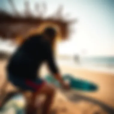 The Perfect Environment for Kitesurfing A serene beach setting ideal for kitesurfing practice