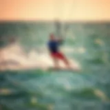 A thrilling moment of kitesurfing on vibrant waters