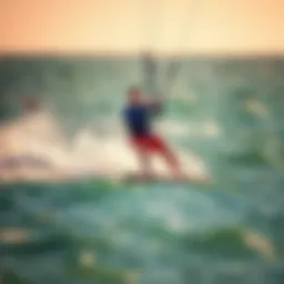 A thrilling moment of kitesurfing on vibrant waters