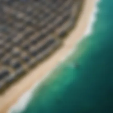 An aerial view showcasing the vibrant kitesurfing community enjoying the perfect conditions.