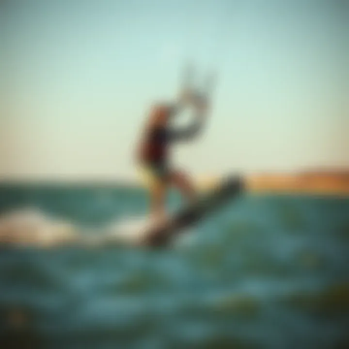 Kitesurfing Maneuver with Foot Straps Kitesurfer executing a maneuver with foot straps