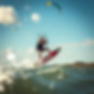 Dynamic Kitesurfing in Action Kitesurfing action shot with vibrant colors