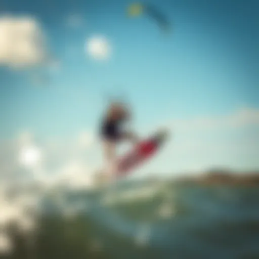 Dynamic Kitesurfing in Action Kitesurfing action shot with vibrant colors