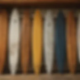 Historical surfboards showcasing the evolution of design