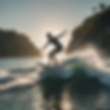 A wakesurfer gliding effortlessly on the water's surface.