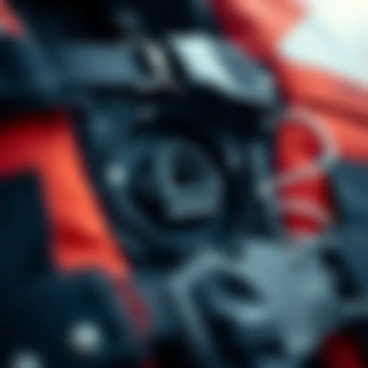 Close-up of the inflation mechanism of a life jacket