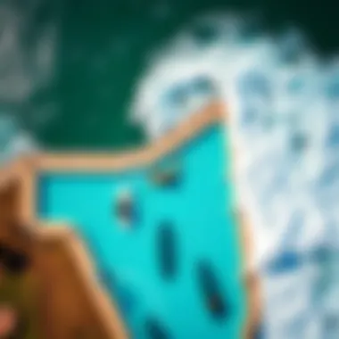 Aerial View of a Modern Surf Pool Aerial view of a modern surf pool with waves