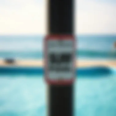 Safety Measures Signage Around a Surf Pool Safety measures signage around a surf pool