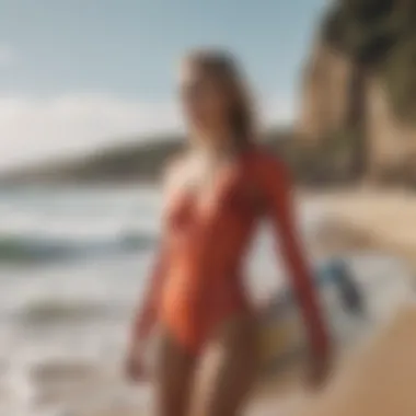 Stylish surf apparel displayed against a beach backdrop