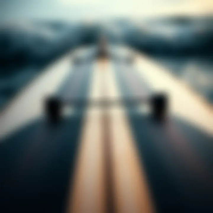 Shortboard Design and Features Close-up of a shortboard showcasing its design and features