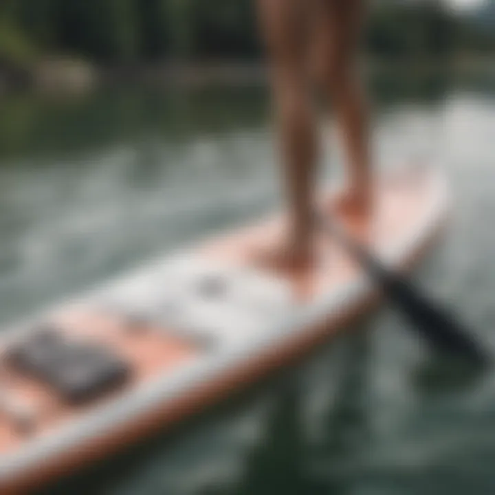 Close-up of paddleboard equipment