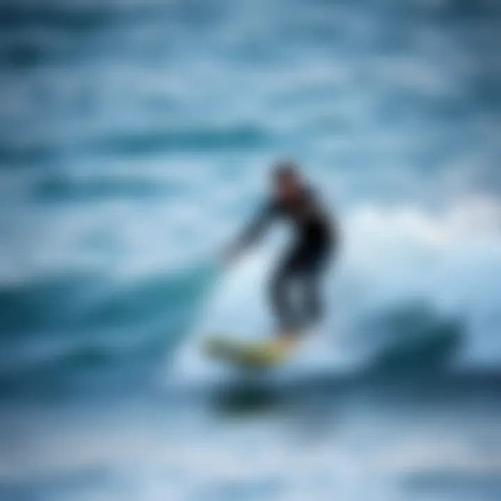 A surfer practicing techniques on small waves