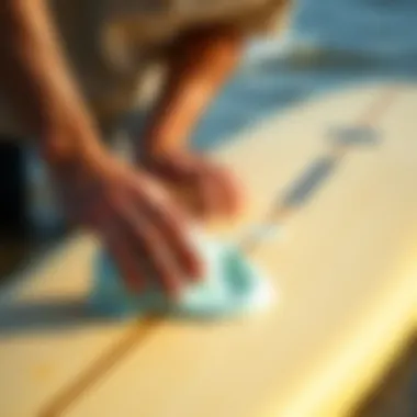 Removing Wax from a Surfboard Person demonstrating effective wax removal on a surfboard