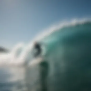 A surfer catching a wave with skill and grace