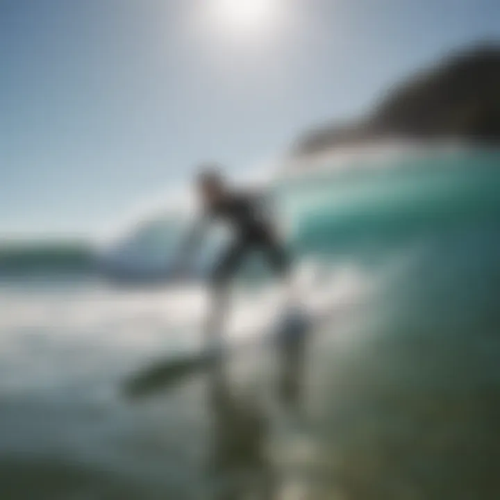 An individual studying surf techniques in a manual