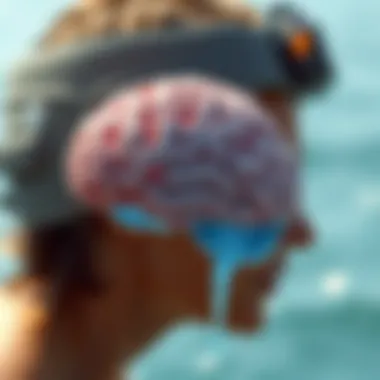 Illustration of a brain engaged in visualization exercises