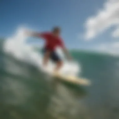 A skilled skimboarder demonstrating advanced techniques with a Meyer skimboard