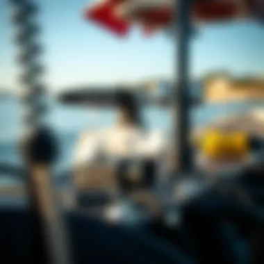 Close-up of motorised wakeboarding equipment including tow systems