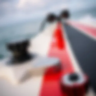 Close-up of motorized surfboard controls and features