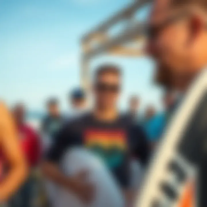 Fostering Community Connections Community members sharing stories and experiences related to surfing.