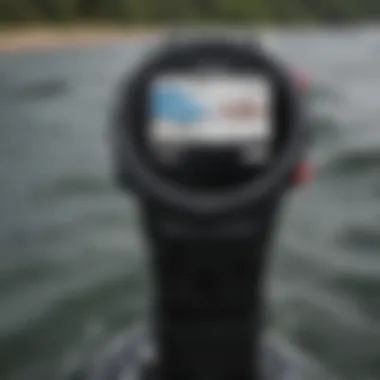 Close-up of Garmin interface displaying watersport metrics