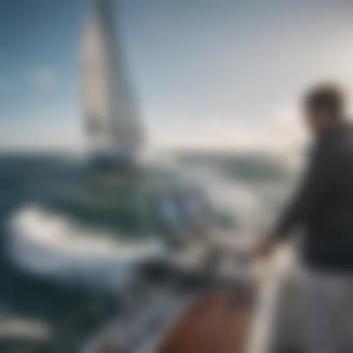 Sailor interpreting wind data while on deck