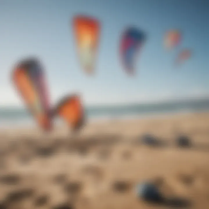 Different sizes of kites arranged side by side