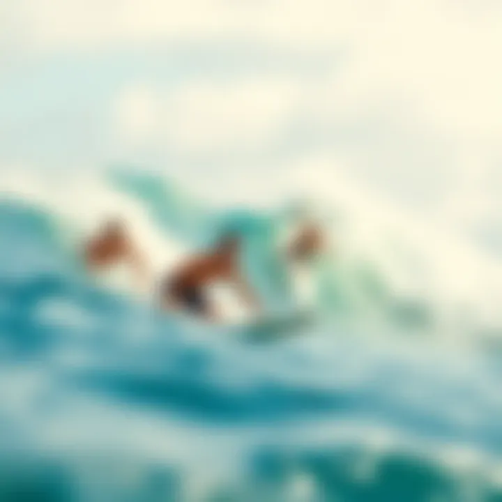 A group of surfers enjoying a session amidst challenging waves