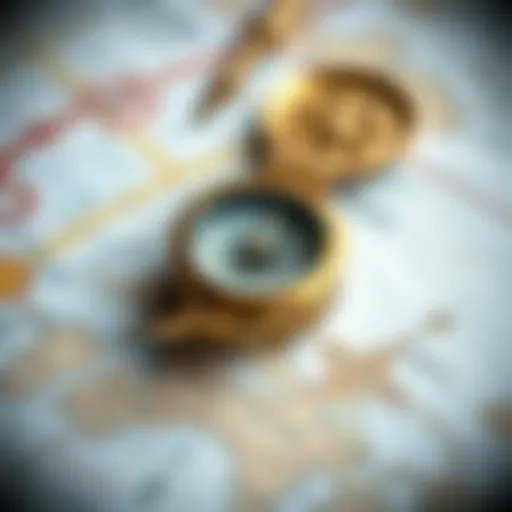 A detailed compass resting on a map, showcasing the importance of navigation.
