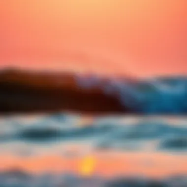 Sunset waves crashing at Newport Beach