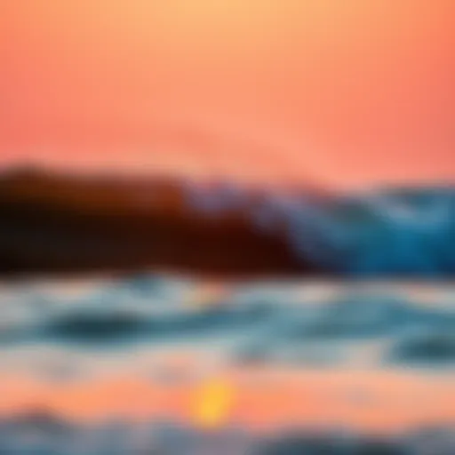 Sunset waves crashing at Newport Beach