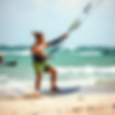 Practical Application of North Kite Pump in Action Kiteboarder using the North Kite Pump on the beach