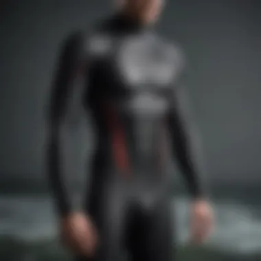 Detailed view of the wetsuit's stitching and design features