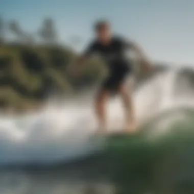 A larger enthusiast enjoying a smooth skimboarding ride