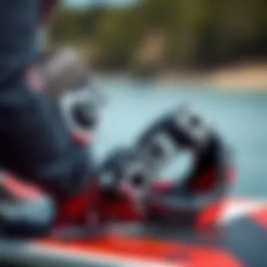 Close-up of wakeboard bindings features