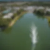 A thrilling aerial view of the wakeboarding area at Orlando Wake Board Park