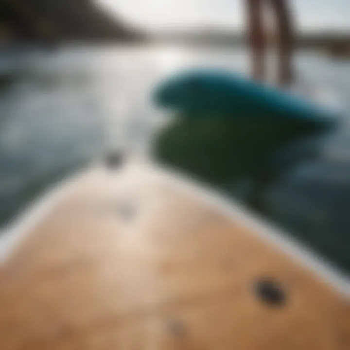 Close-up of paddle board materials highlighting durability and quality