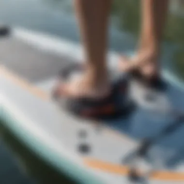 Close-up of paddleboard with electric motor