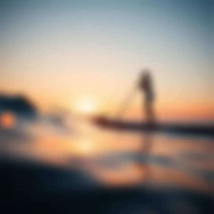 Tranquil Moments: Paddleboarding at Sunset Paddleboarder enjoying serene ocean sunset