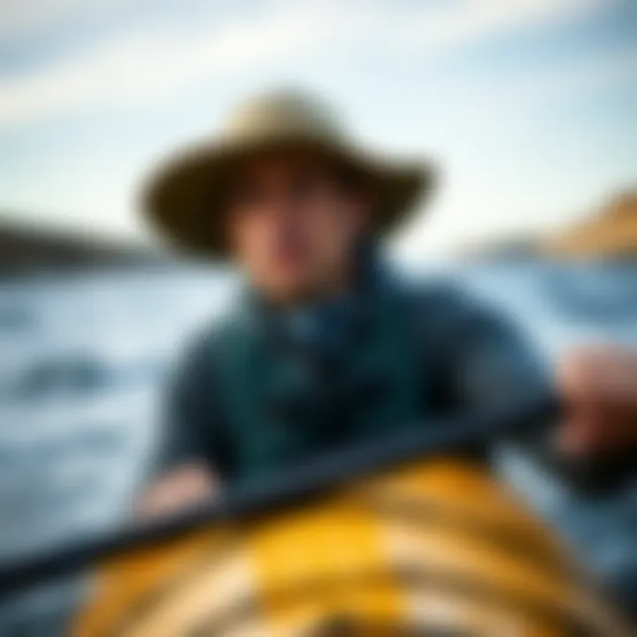 Patagonia Forge Hat worn during water-based activities like kayaking.