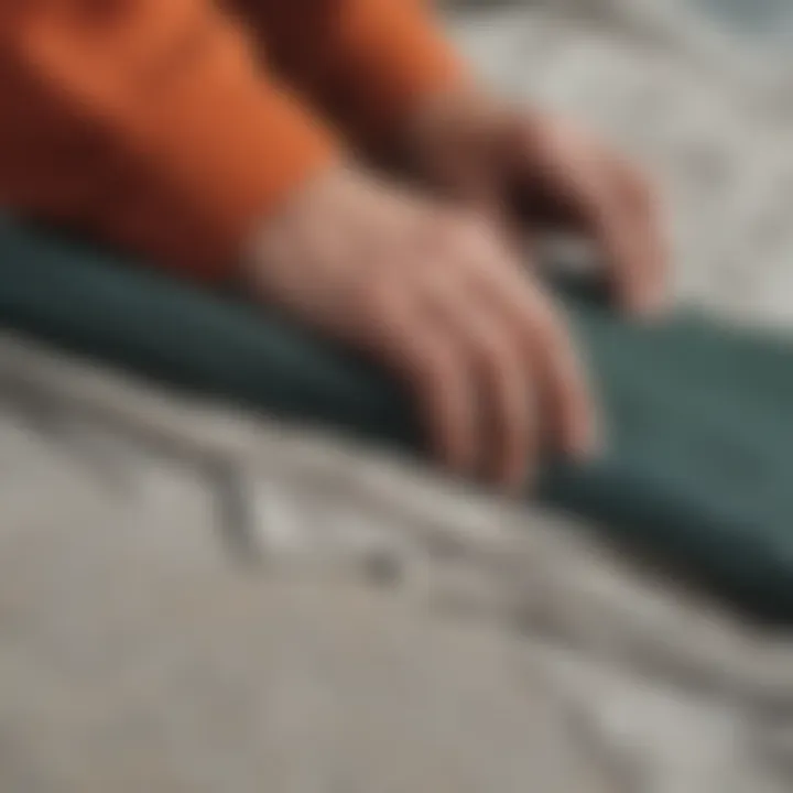 Close-up of sustainable materials used in the Patagonia Uprisal Crew highlighting eco-friendly fabric