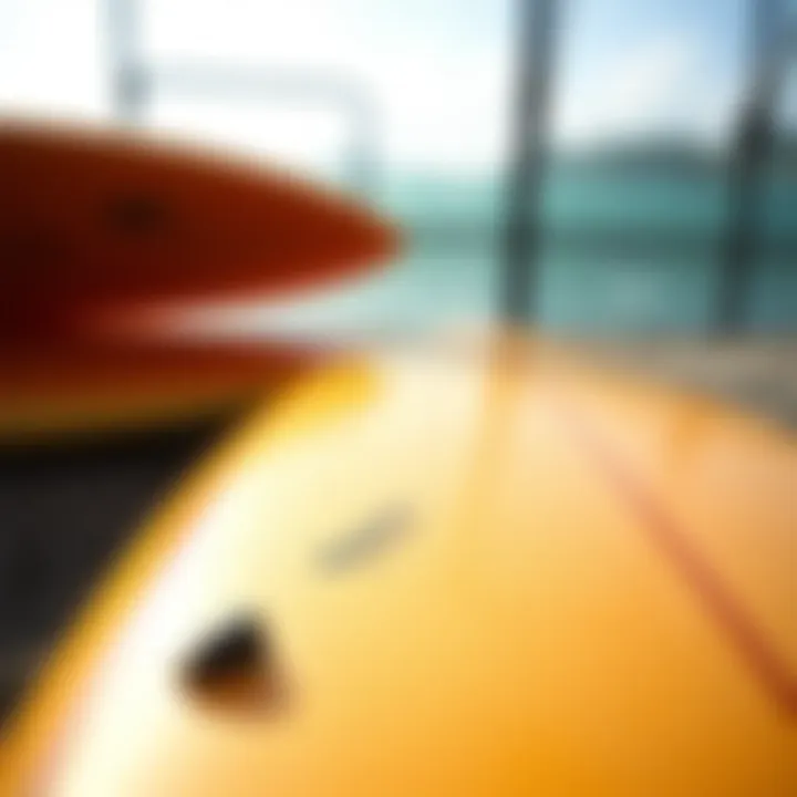 Close-up of surfboard materials used in performance models