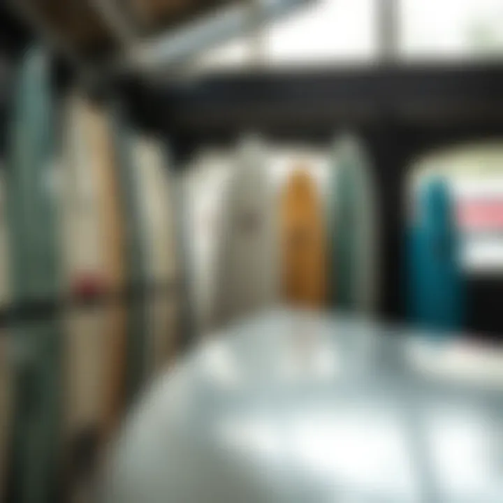 Trends in surfboard design displayed in a modern shop